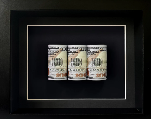 Luxury Framed $100 Bill Rolls – Modern Money Art - JFMoneyArt